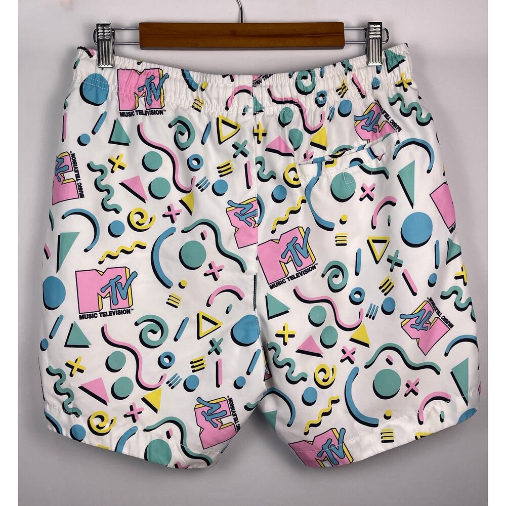 MTV Retro 90s Geometric Print Men’s Swim Trunks Size M - Picture 2 of 5